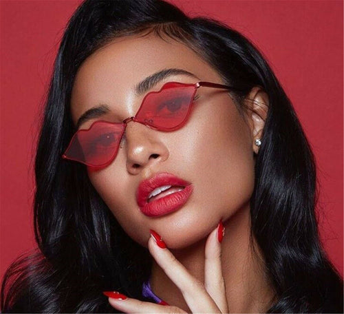 Women Men Vintage Retro Punk Chic Red Lips Love Sun Eye glasses wear Sunglasses