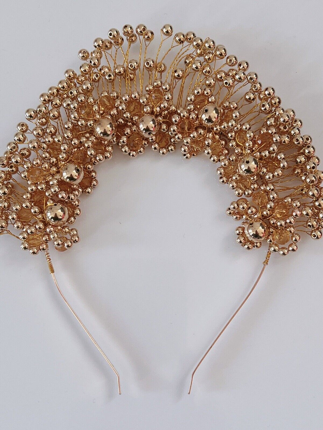 Women Gold Halo Beads Prom Dance Party Hair head band Headband Tiara Fascinator