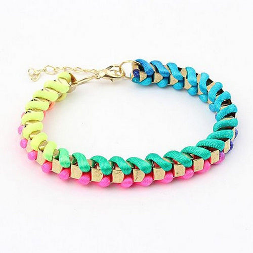 Women New Fashion Charm Multicolor Neon Braid Party Bracelet Chain Bangle