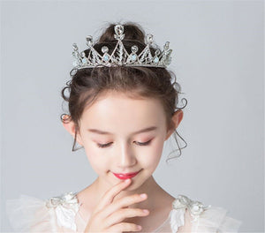 Children Flower Girl Princess Birthday Crystal Silver color Tiara Hair Crown