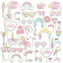 Girl Kids rainbow Unicorn pony Birthday Party Selfie Photo Booth Prop Game Sign