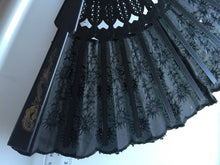 Women lady Retro Black sequin Lace Spanish Party Fancy Costume Folding Fans