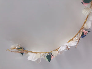 Women Gold Leaf White flower Wedding Hair Band Headband Crown Tiara Fascinator
