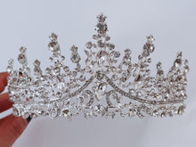 Women Lady Rhinestone Crystal Silver White Wedding Bride Party Hair Crown Tiara