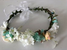 Lady flower Girl wedding Green white Party Hair Head band Crown Garland tiara