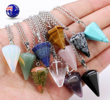 Women Girls Natural gemstones Stones Crystal hexagonal prism Lucky Necklace Gift
