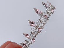 Children Flower Girls Birthday Party Pink Crystal Silver color Tiara Hair Crown