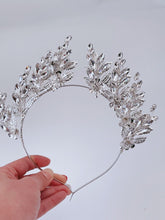 Women Crystal Silver Leaf Bride Prom Party Hair Headband head Band Fascinator