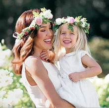 Women Girl Mum daughter Pink Flower Party hair head headband Crown Garland PROP