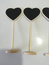 3x Wedding love Party mini Wooden Heart blackboard Chalkboard Stand Placecard