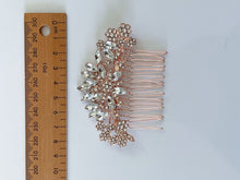 Women Rose Gold Crystal Flower Leaf Bride Hair Comb hair Jewellery Clip Pin