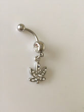 316L Surgical Stainless Steel Crystal Maple Leaf Belly Navel Bar Body Piercing
