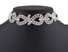 Women Lady Bride Prom Party White Crystal Rhinestone Short Choker Necklace