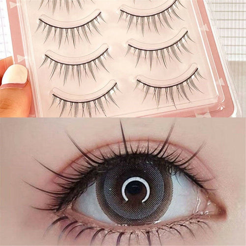 AU NEW 5 Pairs Natural Look Long Black Fake False Eyelashes Eye lashes Extension