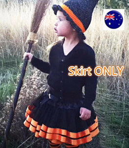 Girl Kid bee Pumpkin Halloween Orange black Tutu Lace Petite skirt Costume 4-10y
