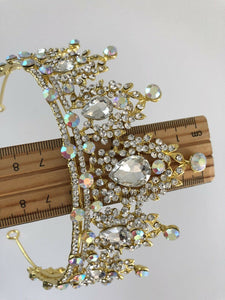 NEW Women Gold Rhinestone Crystal Wedding Bride Party Hair Headband Crown Tiara