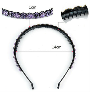 Women Purple Crystal beads Rhinestone Hair Head Band Headband Hairband Hoop