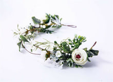 Women Cream White Flower Girl Leaf Rustic Woodland Hair Headband Crown Garland