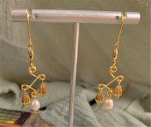 Women Elegant Handmade 14k Gold plated Natural Pearl Chandelier Dangle Earrings