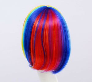 Women Girl Rainbow Colorful Multicolor Fancy Costume Party Short Bob Hair Wigs