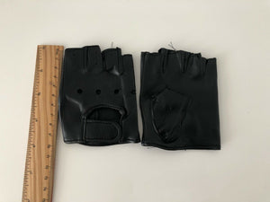Boy Girl Children Party Fingerless Synthetic Leather Rock Black short Gloves