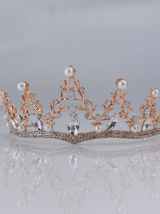 Women Gold Color Woodland Rustic Wedding Bride Party Hair Headband Crown Tiara