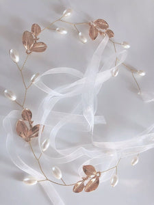 Women Flower Girl Pearl Leaf slim simple wire Hair Head band Hairpiece Tiara