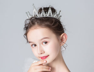 Women Flower Girl Princess Birthday Crystal Silver Tiara Hair Head Crown