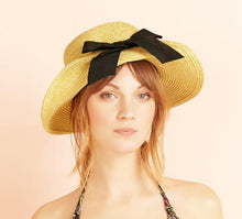 Women Stylish Chic Summer Beach Beige Panama Straw Look With Bow Elegant Hat Cap