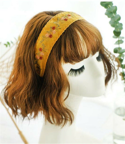 Women Lady Retro Boho Embroidery Cotton Wide Hair Headband Head Wrap Band hoop