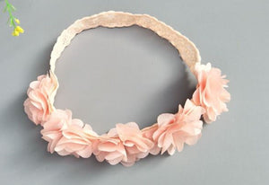 Baby birthday Girl Kid BOHO Pink chiffon Flower Elastic Hair head band Headband