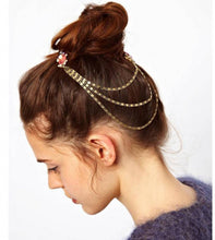 Women BOHO Faux Crystal bling Gemstone hair Comb head tassel Chain Clip Pin