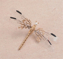 Women Girl Gold Color Dragonfly hair head Side Clip Brooch hairpiece accessory