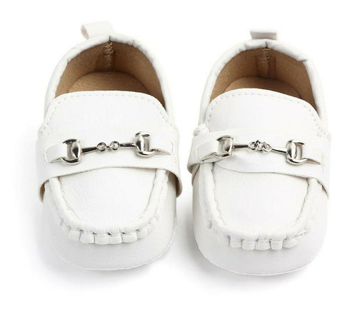 Baby Boy White Or Brown Christening Wedding Party Synthetic leather first Shoes White
