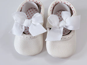 Baby Shower Girls Children Kids Christening White Bow Crib Dress Shoes Photo