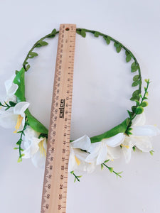 Women wedding Creamy White Lily Flower bride Party Hair Headband Crown Garland