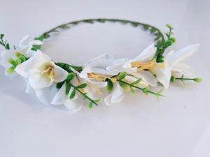 Women wedding Creamy White Lily Flower bride Party Hair Headband Crown Garland