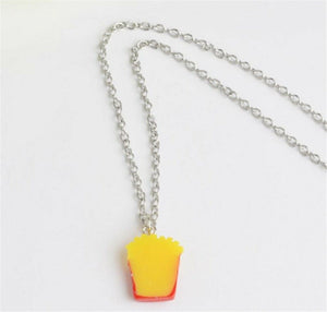 Girl Children BFF Best Friends Sisters Chips Burgers Pendant Necklace Gift her