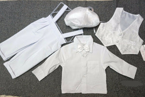 Boys baby cotton white Long sleeves christening shower outfits suits 4 pcs set