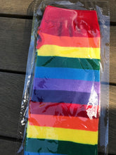 Women Girl Party Rainbow colorful Stripe Long Arm Fingerless Gloves Mittens