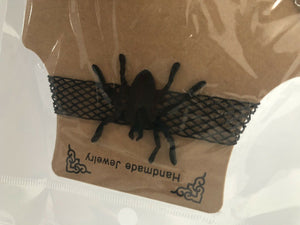 Women retro Halloween Gothic Black Witches Spider Net choker Short Necklace