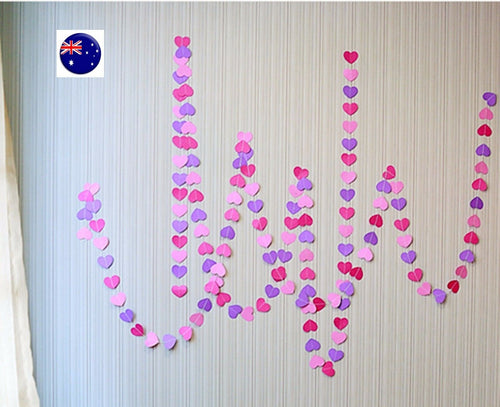 Girls Kids Baby Birthday Wedding Party Pink Heart Hanging Decorations Garlands