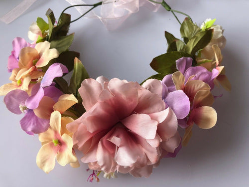 Women Lady Flower Purple bride Party Hair Headband Crown Tiara Garland Hairband