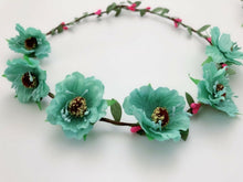 Women Boho Fairy Blossom Pink blue Flower Leaf hair band headband Garland Wreath