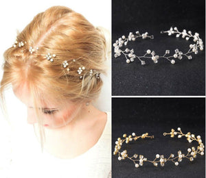 Women Girl Party Wedding Pearl Clear Crystal Tiara Crown hair headband Garland