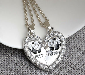 Girl Heart Split Jigsaw BFF Best Friend Panda Necklace Bestie Friendship Gift