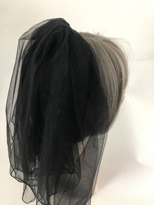Women Black Halloween Bride Simple Wedding Short head hair tiara Veil accessory
