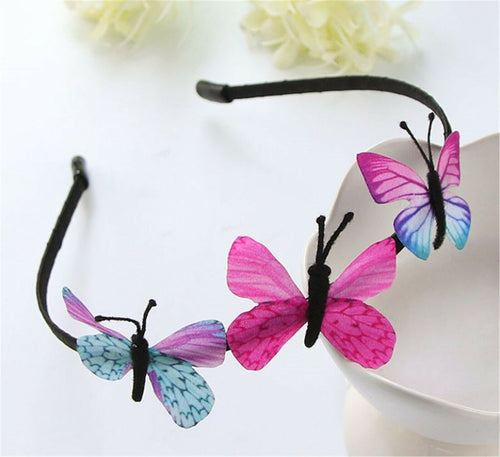 Women Girl Pink Butterfly Fairy Party Hair Head Band Headband Fascinator Hoop