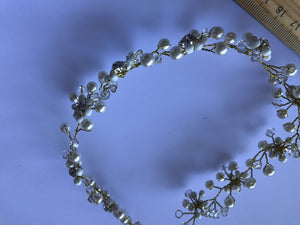Women Lady wedding Pearl Crystal Hair Tiara Crown Wire Headband Prop Garland