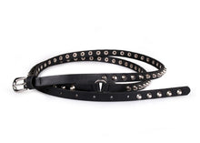 Women Slim Thin Skinny Rock Gothic Punk Metal Spike Studded Rivet Buckle Belt